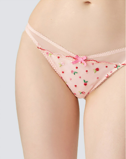 Pink Lace Floral Lingerie Set