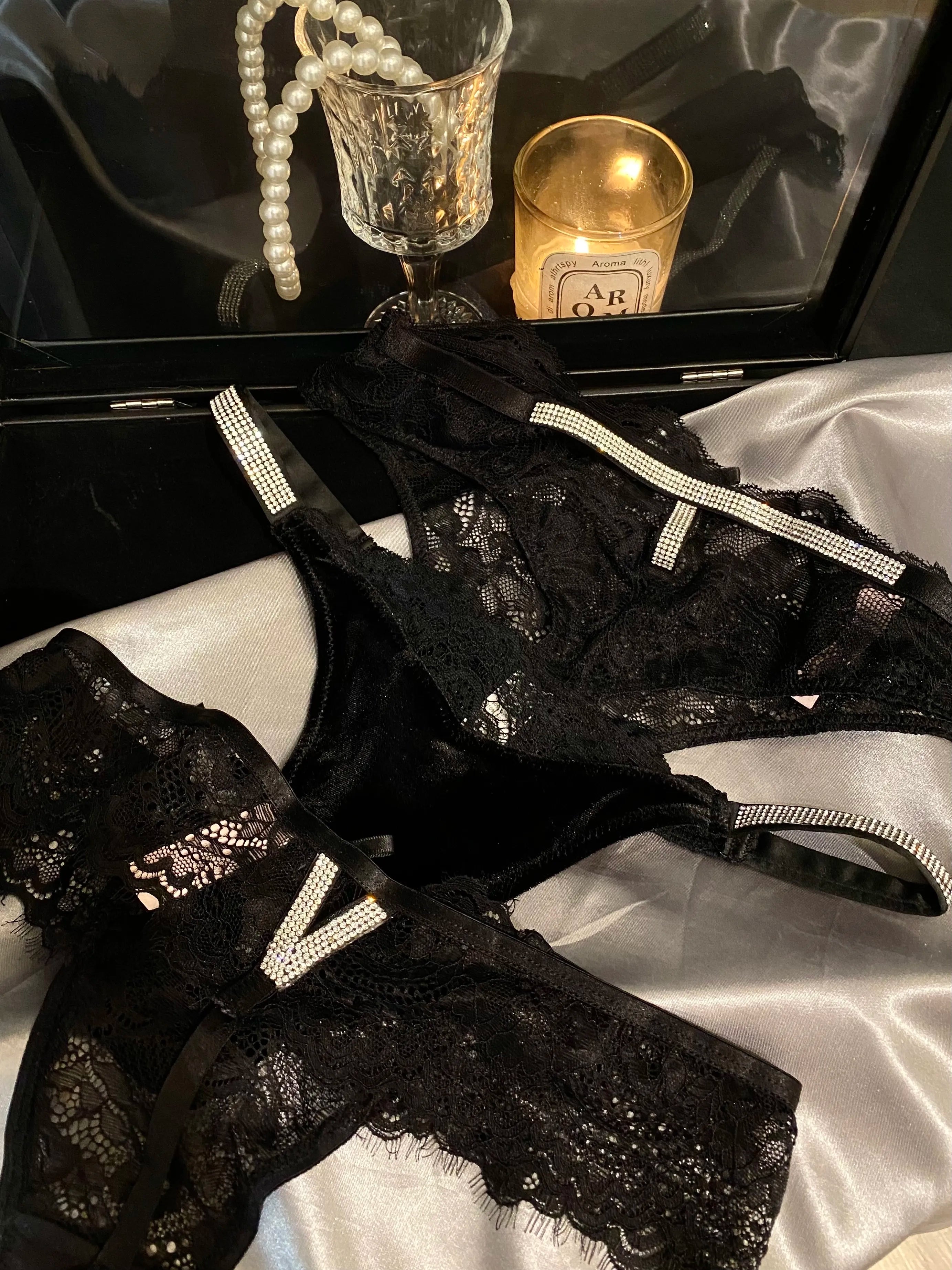 Diamond Party Lace & Satin Panties( 3-Pack, One Size)