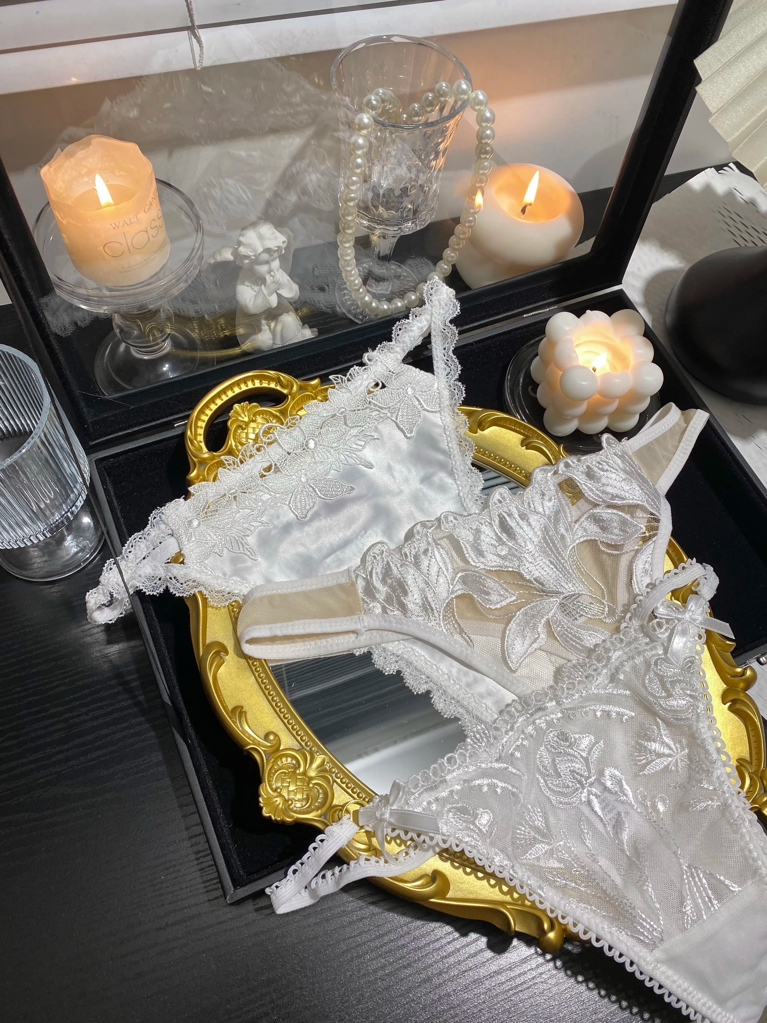 White Rose Lace & Silk Panties( 3-Pack, One Size)