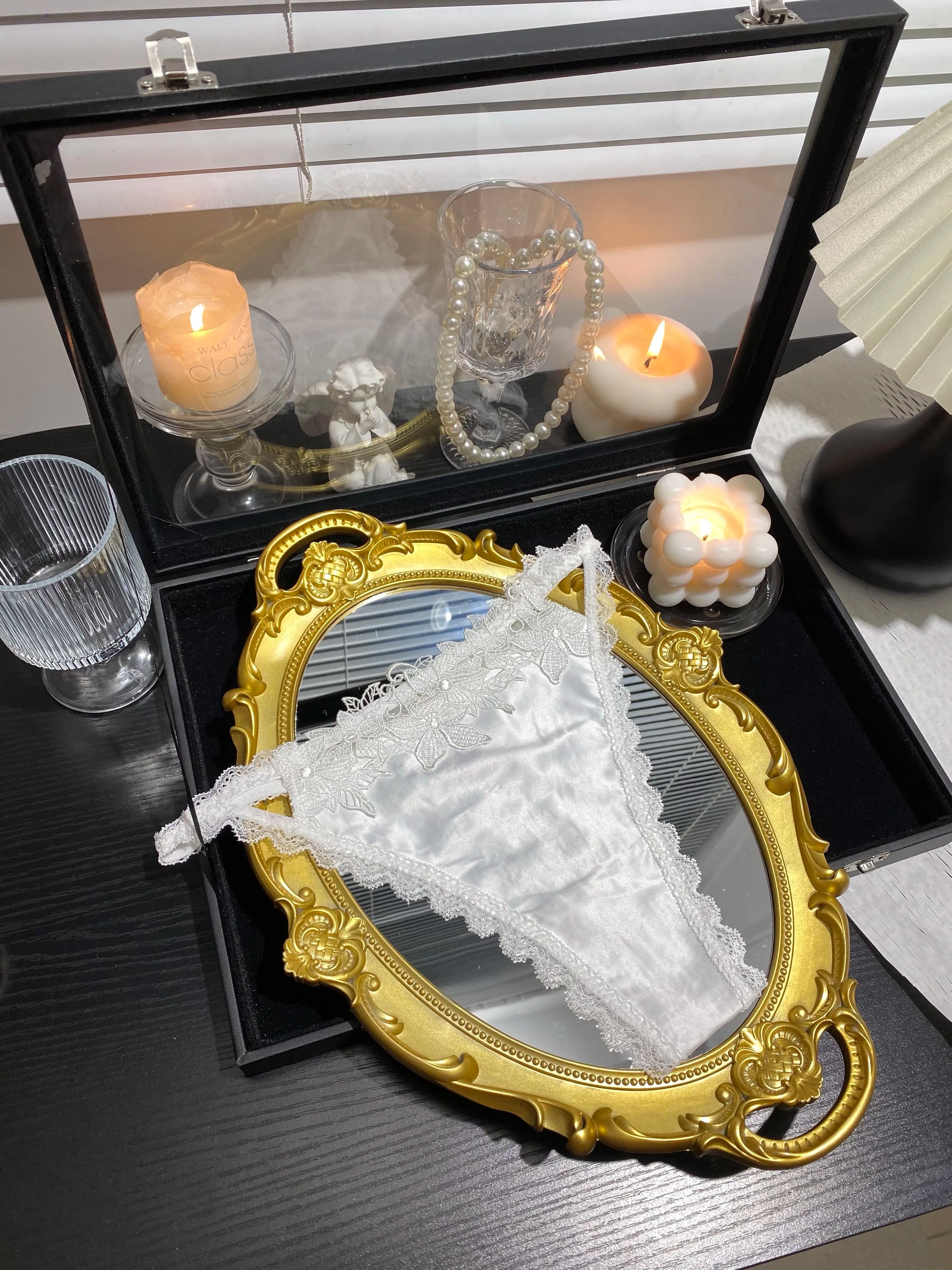 White Rose Lace & Silk Panties( 3-Pack, One Size)