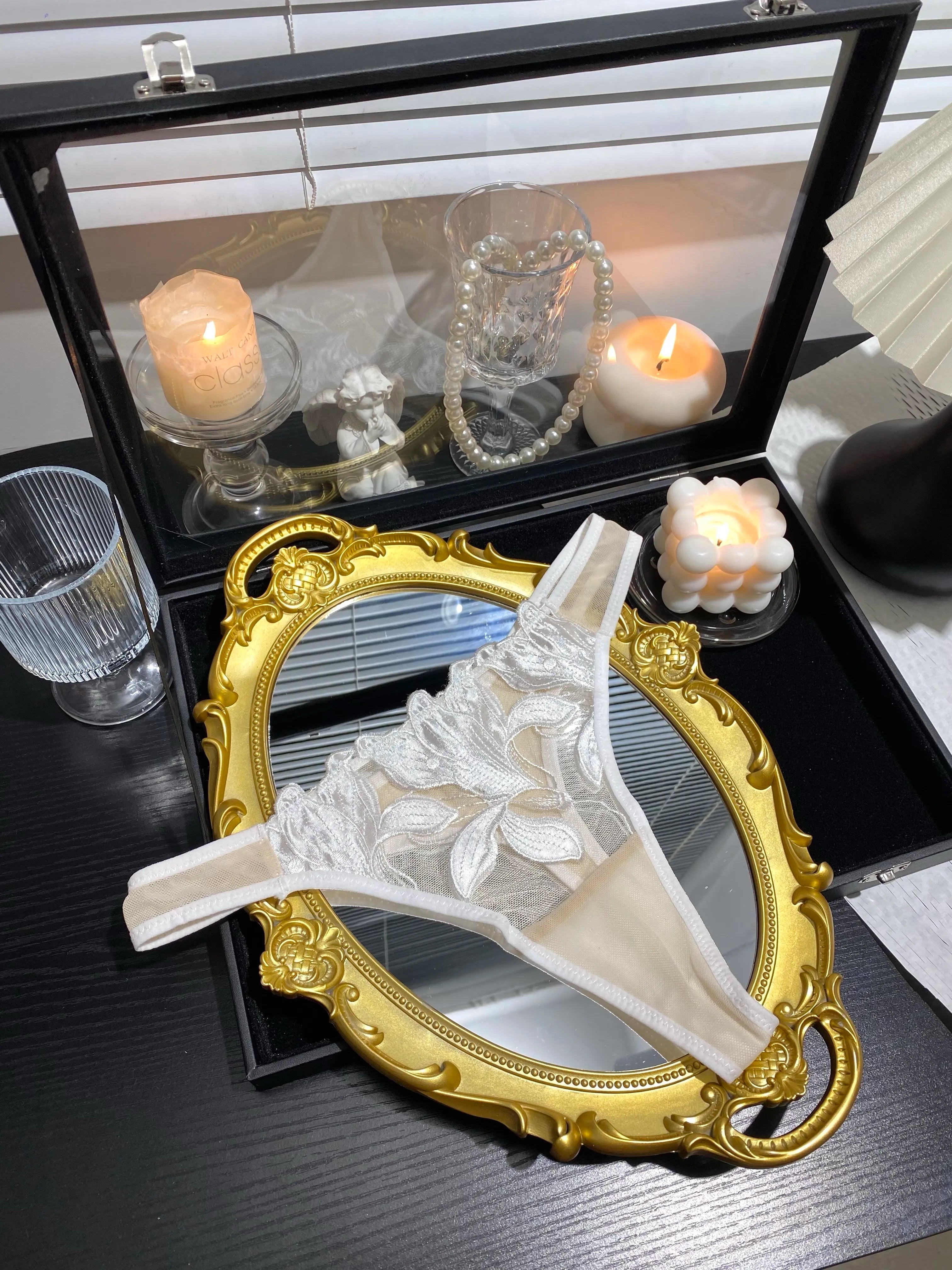 White Rose Lace & Silk Panties( 3-Pack, One Size)