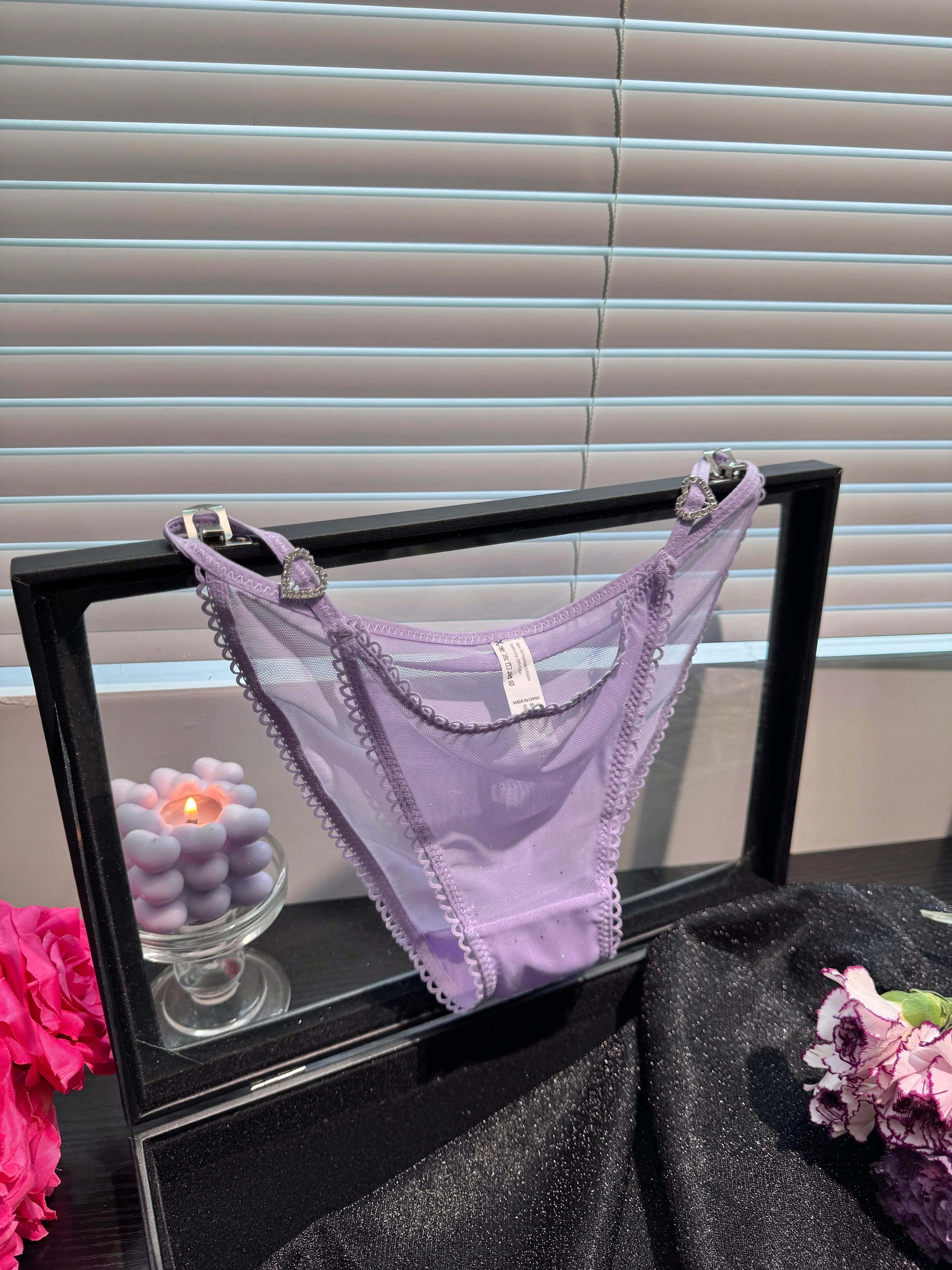 Purple Mesh Lingerie Set