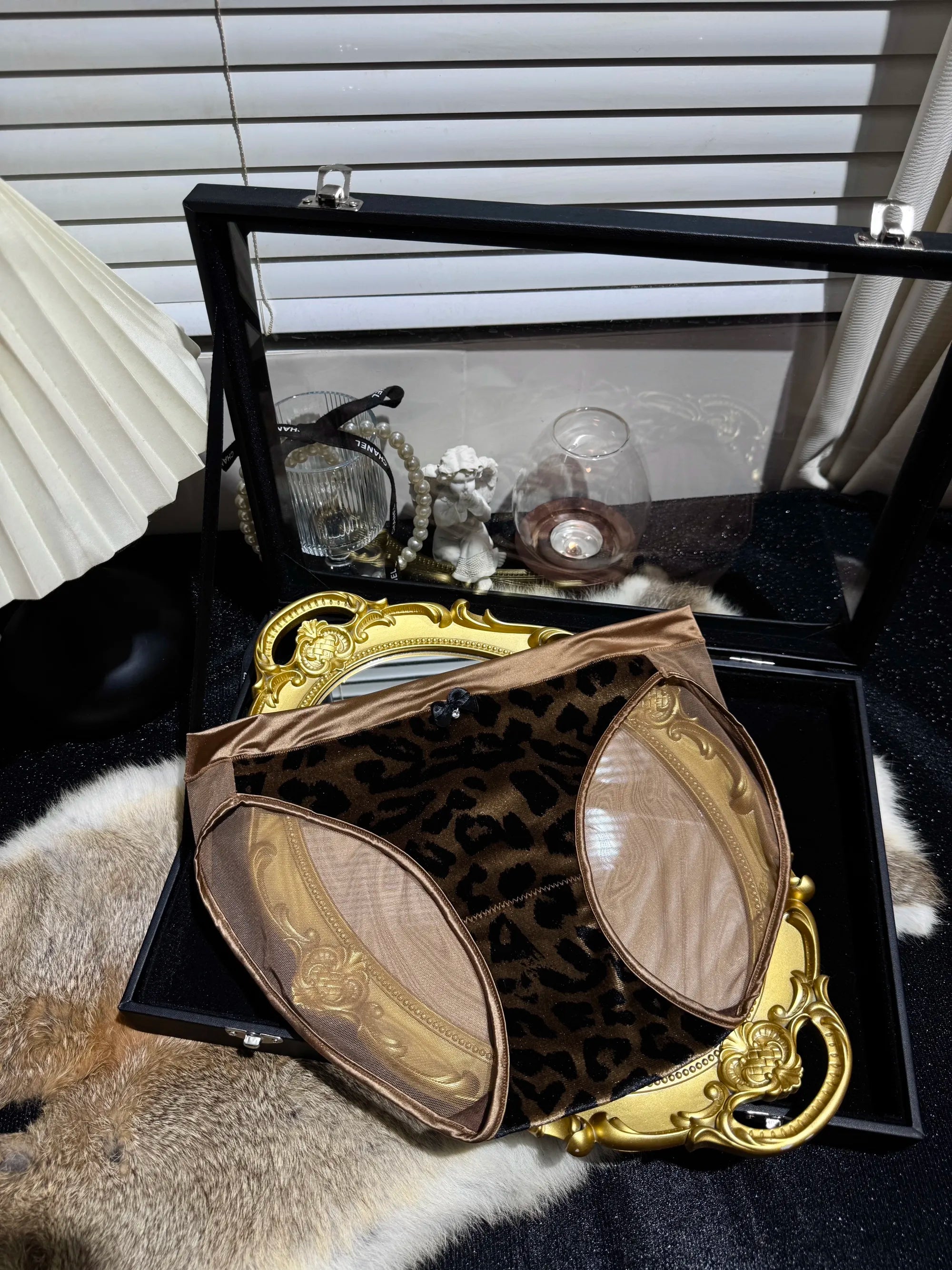 Leopard Print Velvet & Satin Panties( 3-Pack, One Size)