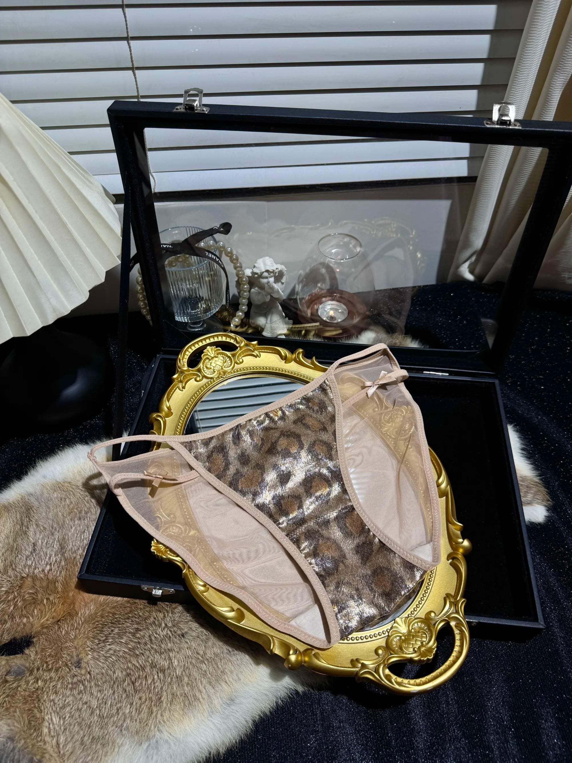 Leopard Print Velvet & Satin Panties( 3-Pack, One Size)