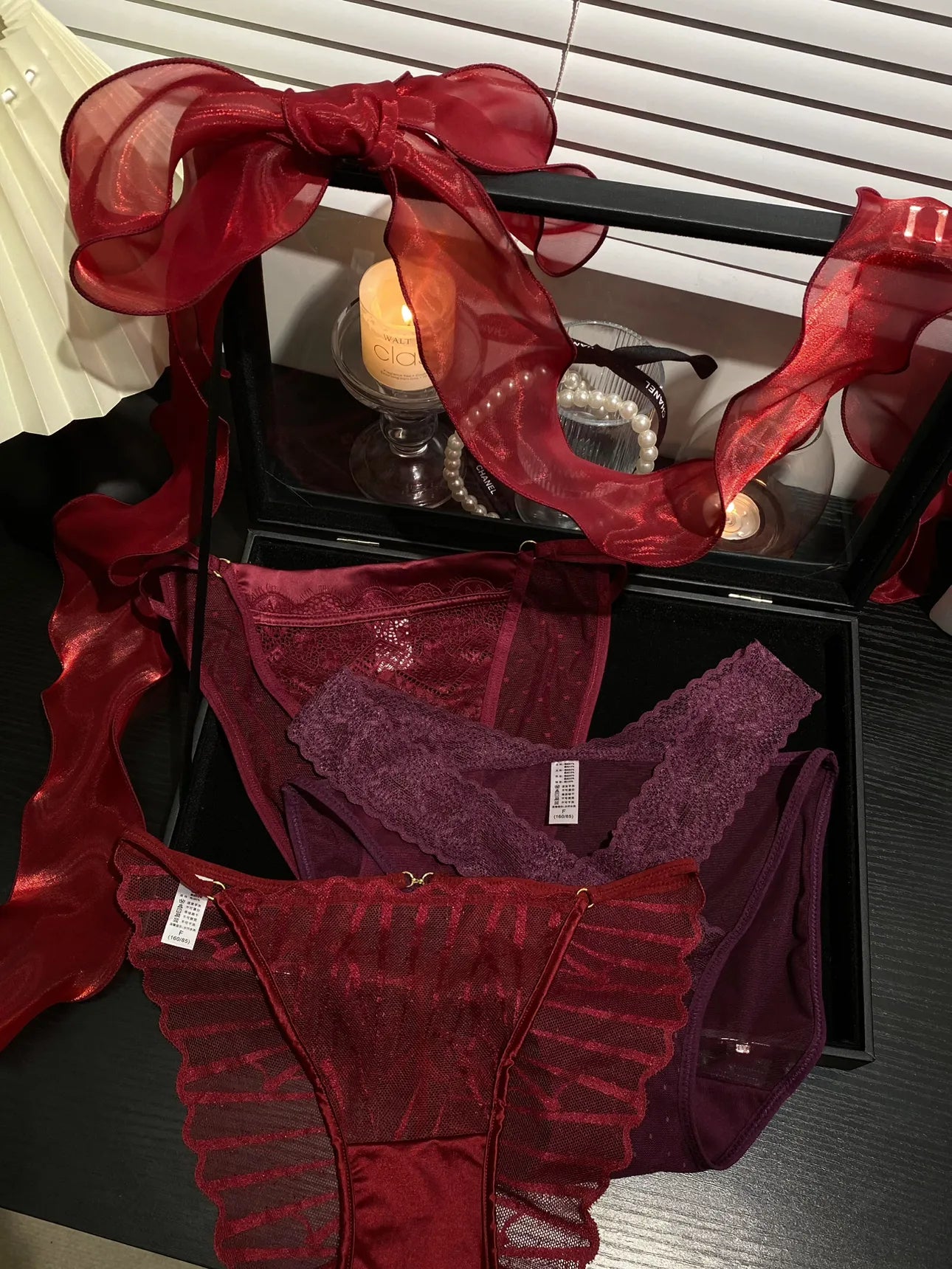 Red Sexy Lace Panties( 3-Pack, One Size)