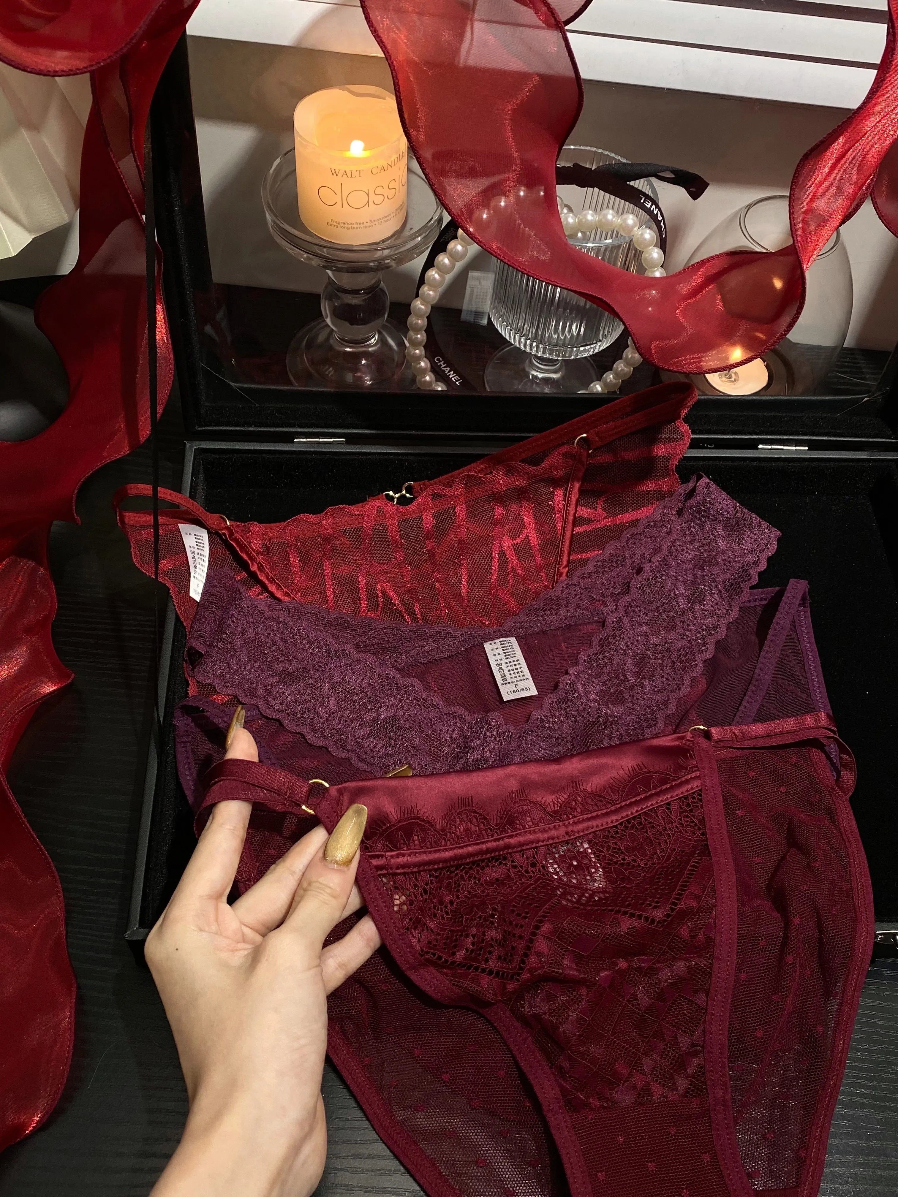 Red Sexy Lace Panties( 3-Pack, One Size)