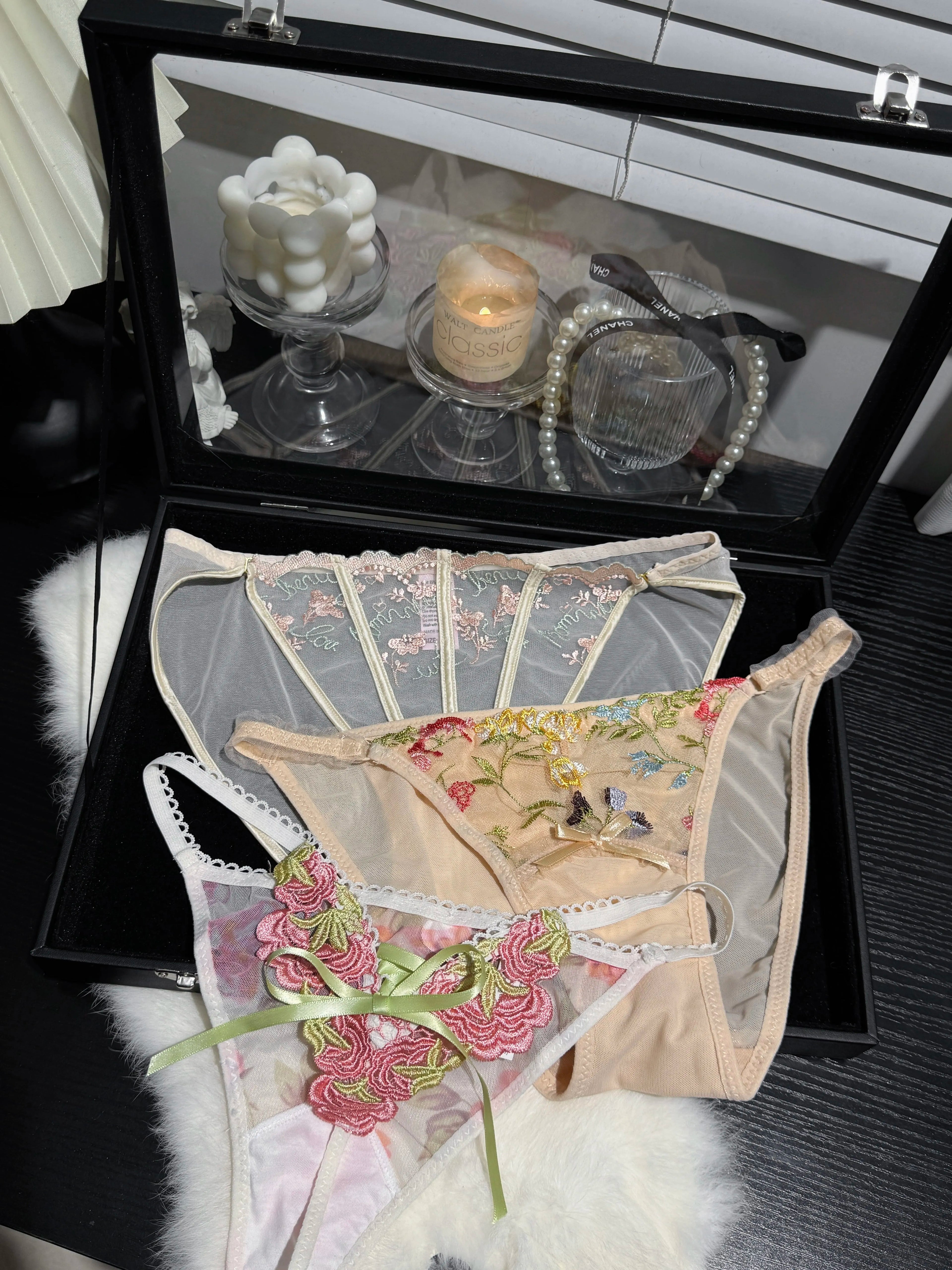 3D Floral Embroidered Panties( 3-Pack, One Size)