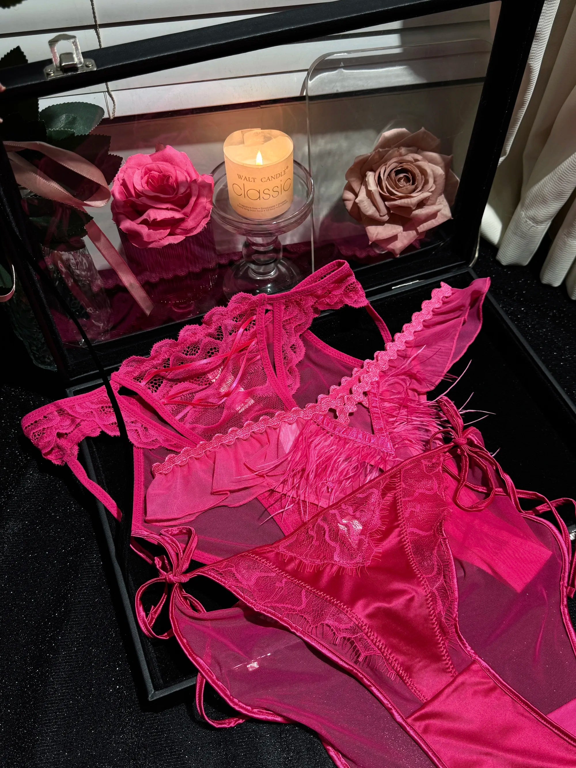 Rose Sexy Lace & Satin Panties( 3-Pack, One Size)