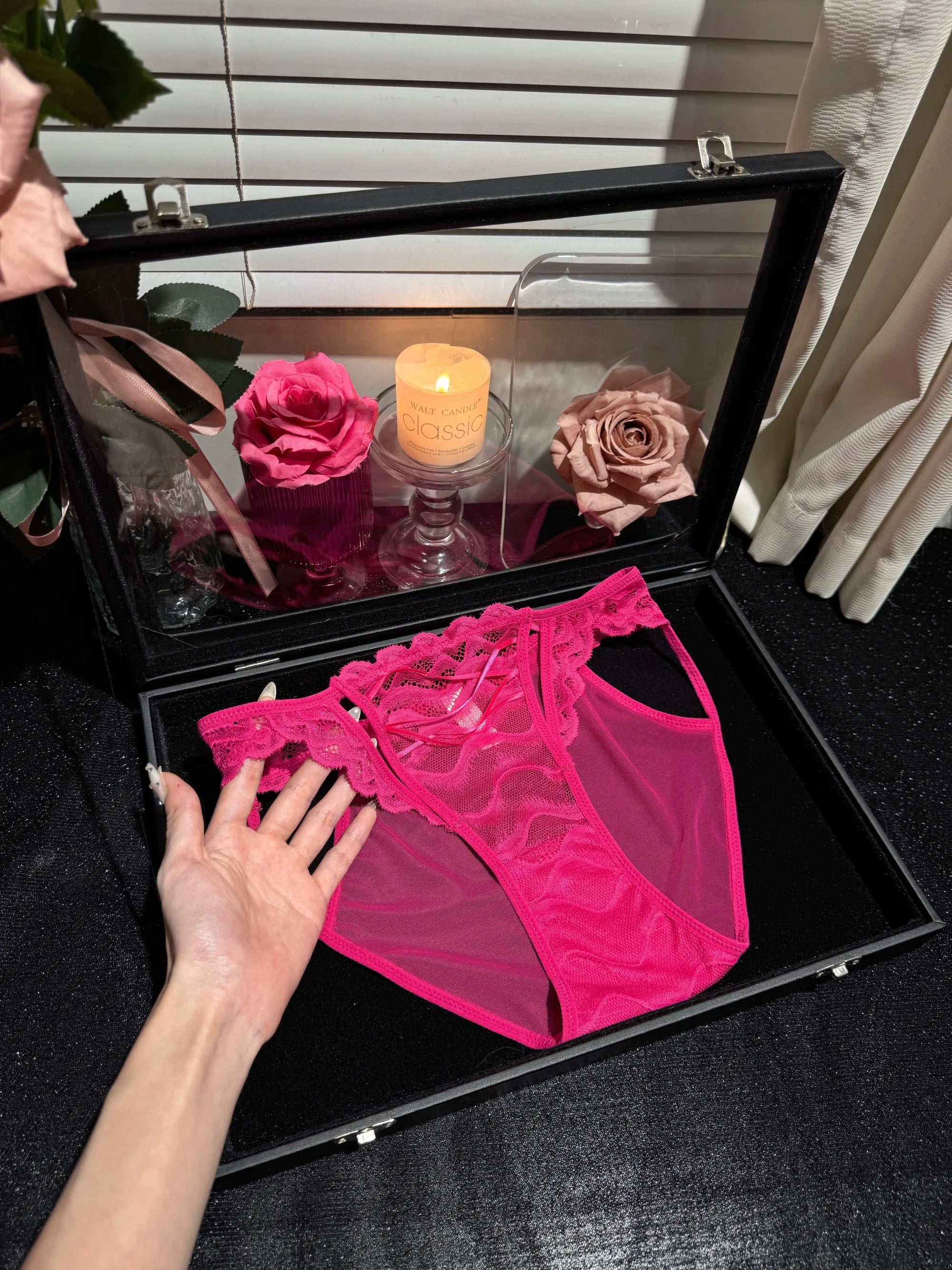 Rose Sexy Lace & Satin Panties( 3-Pack, One Size)